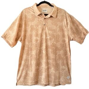 Linksoul Delray Polo XL Sandcastle Heather Monstera Palm Print Golf Shirt